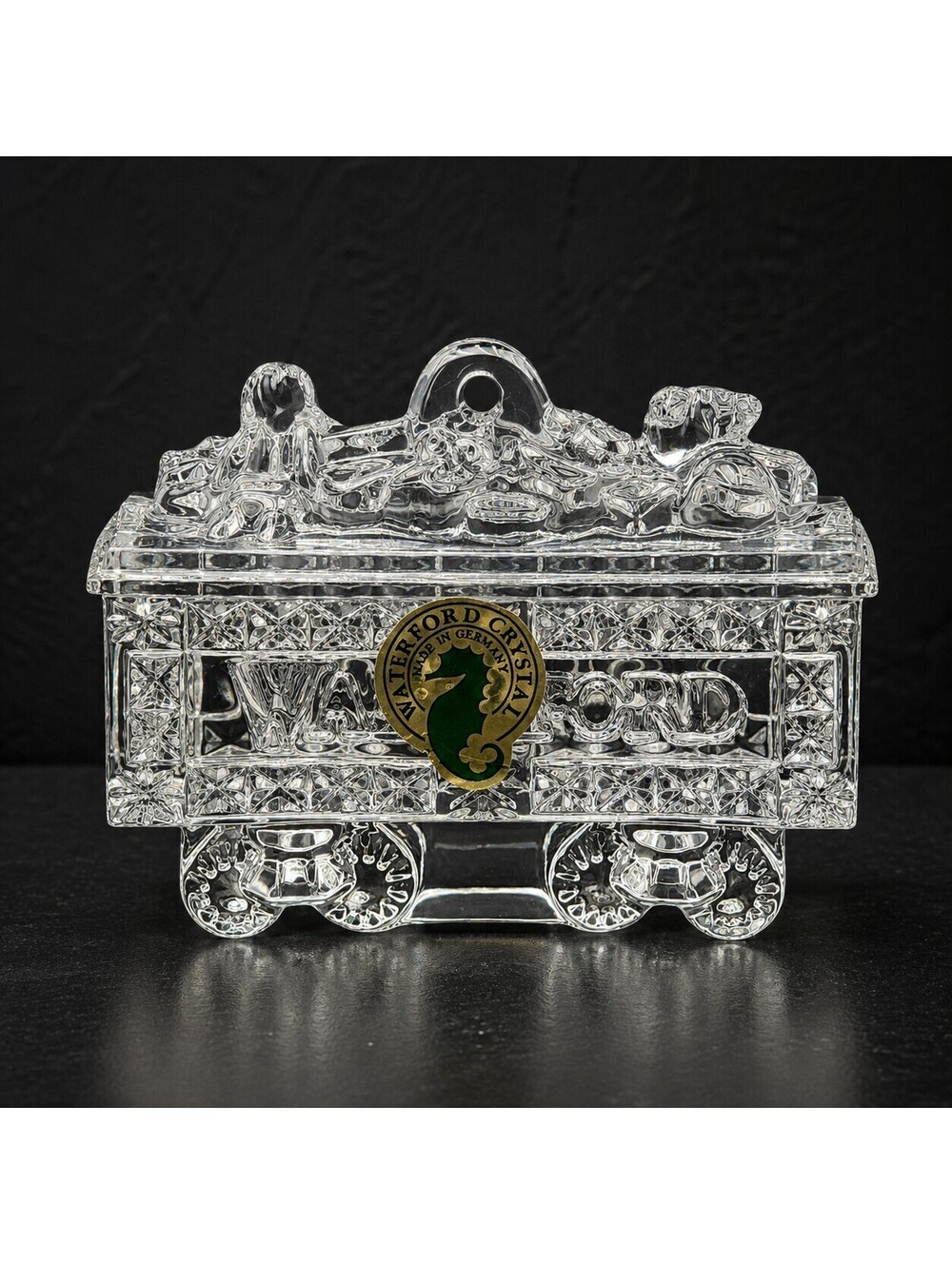 Vtg Waterford Crystal 2009 Christmas Train Coal Car Ornament 2nd Ed Germany Box
